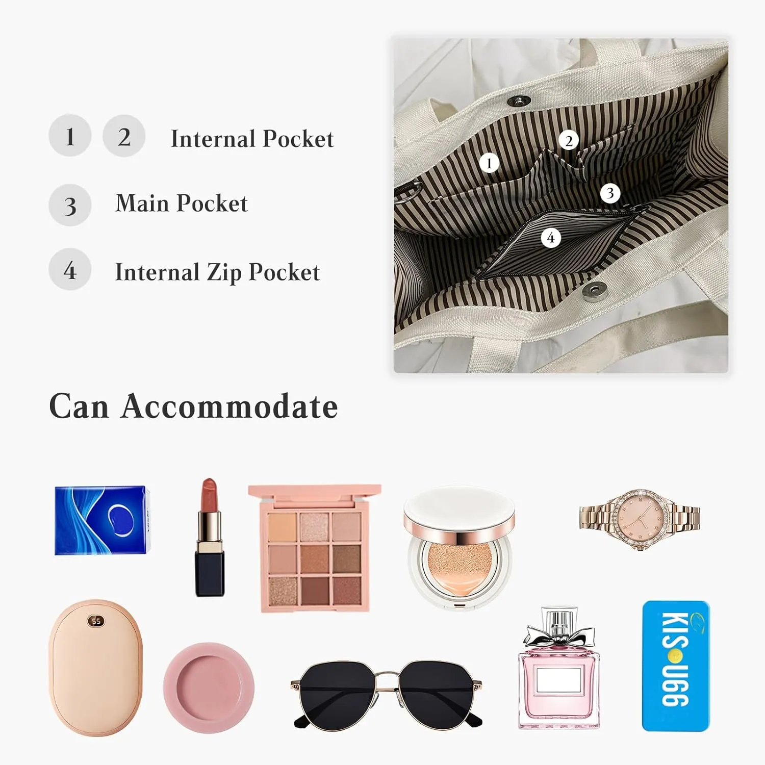 Women Canvas Handbag Large Capacity Shoulder Bag Multi-Pockets Top Handle Bag Chic Bag Casual Hobo Bag Tote Bag