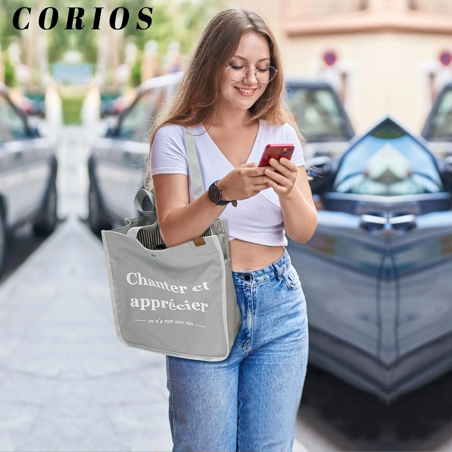 Women Canvas Handbag Large Capacity Shoulder Bag Multi-Pockets Top Handle Bag Chic Bag Casual Hobo Bag Tote Bag
