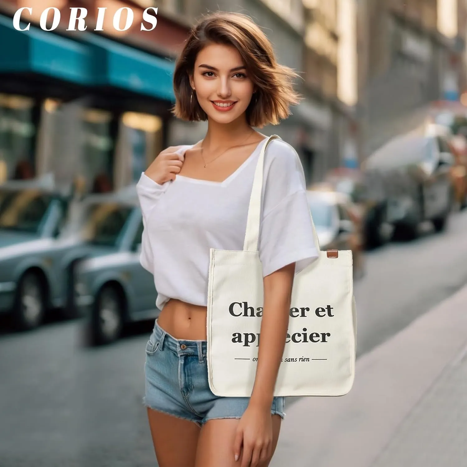 Women Canvas Handbag Large Capacity Shoulder Bag Multi-Pockets Top Handle Bag Chic Bag Casual Hobo Bag Tote Bag