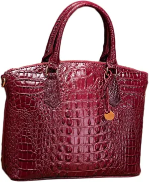 Women Crocodile Pattern Tote Purse Satchel PU Leather Retro Top Handle Handbag Shoulder Bags