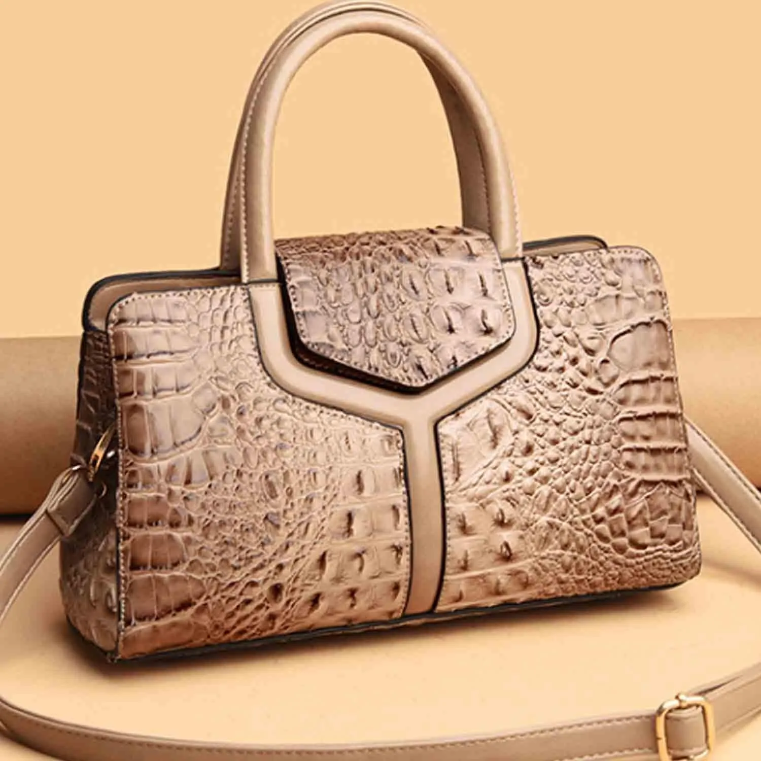 Women Elegant Purses and Handbags Crocodile Pattern Top Handle Satchel PU Leather Crossbody Shoulder Bags