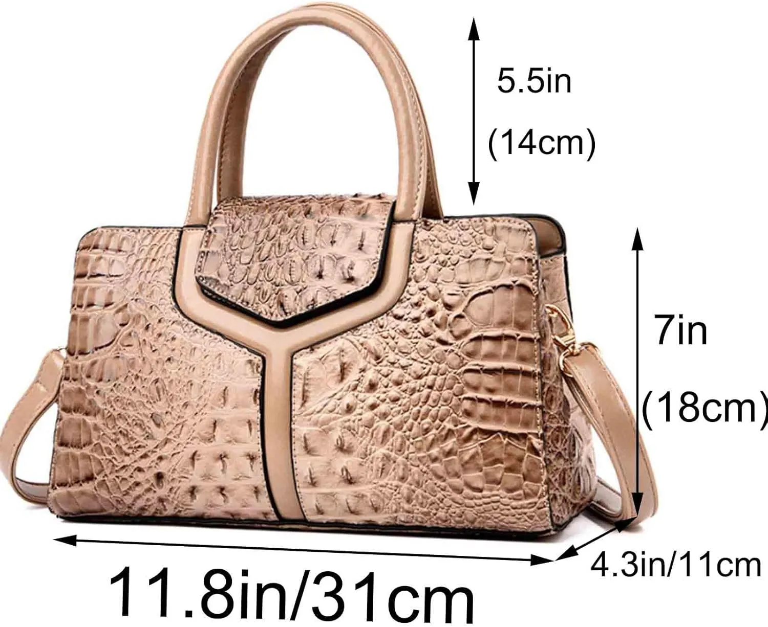 Women Elegant Purses and Handbags Crocodile Pattern Top Handle Satchel PU Leather Crossbody Shoulder Bags
