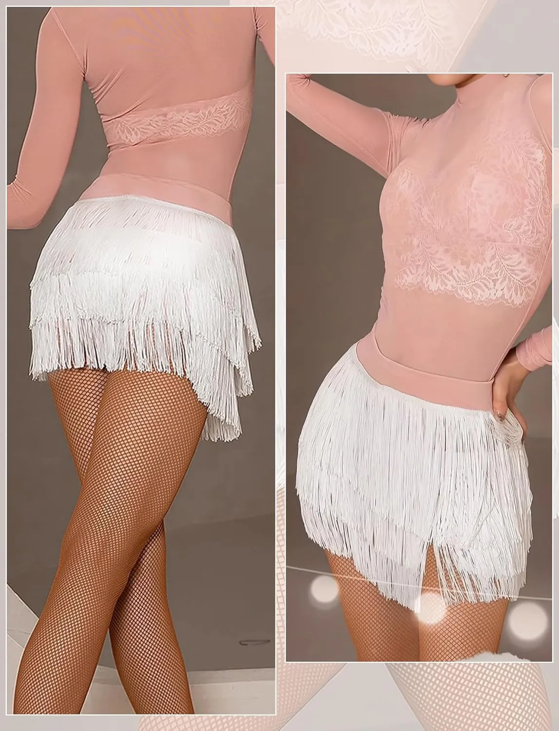 Women Fringe Dance Skirt Latin Salsa Tango Ballroom Skirts Sexy Fringe Wrap Skirt Mini Shorts