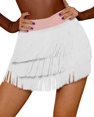 Women Fringe Dance Skirt Latin Salsa Tango Ballroom Skirts Sexy Fringe Wrap Skirt Mini Shorts
