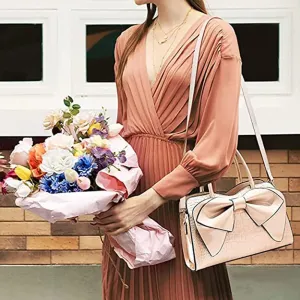 Women Handbgs Purses Patent Leather Satchel Top Handle Bags Bowknot Evening Bag