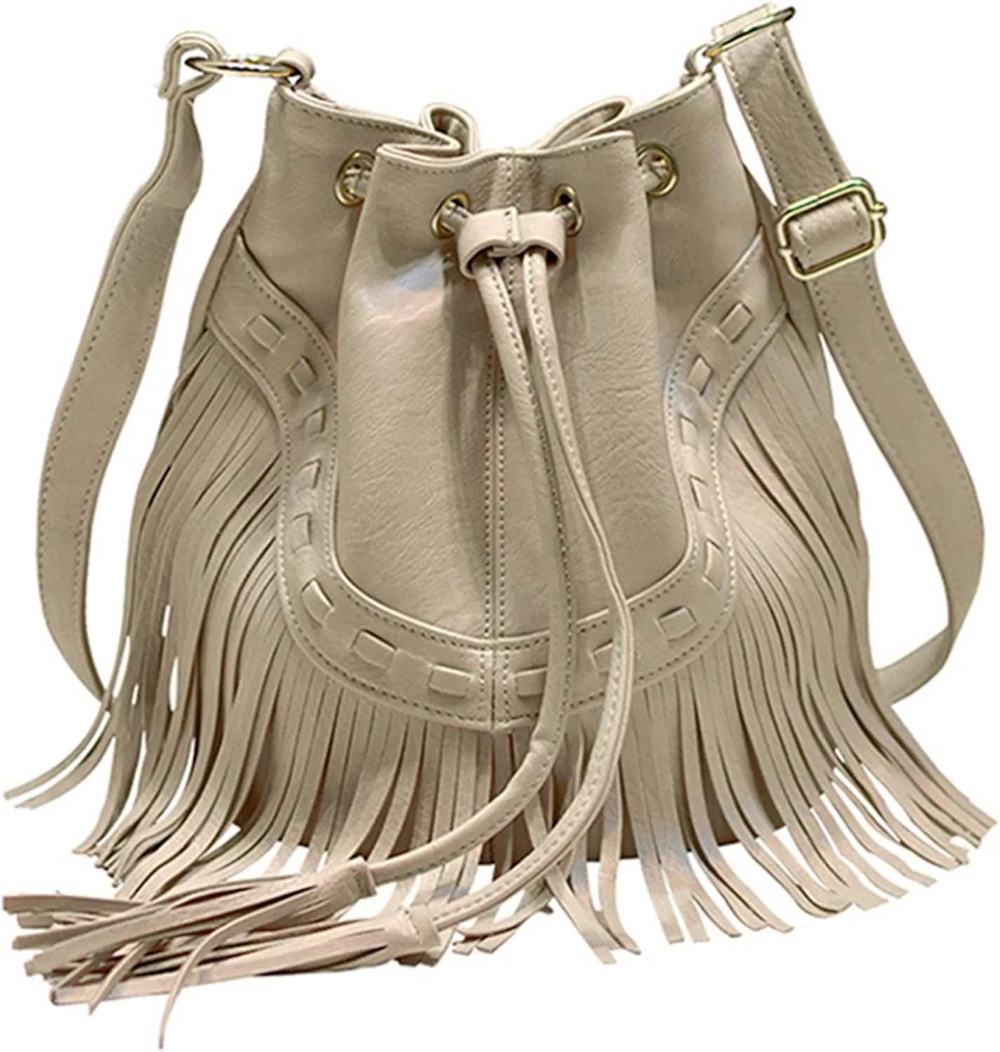 Women Leather Fringe Bucket Bags Hobo Crossbody Tassel Shoulder Bags Purse, Gift for Women