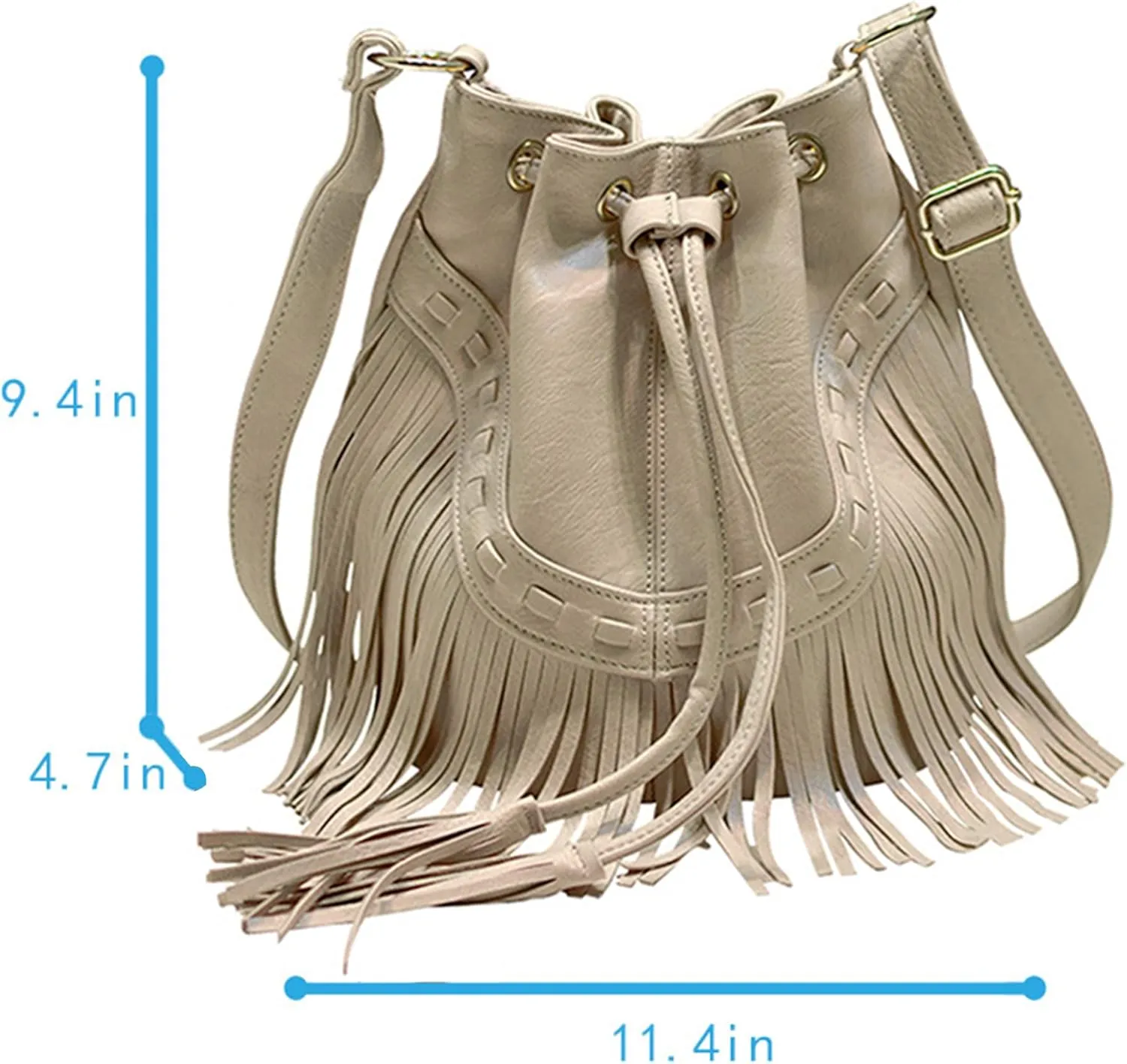 Women Leather Fringe Bucket Bags Hobo Crossbody Tassel Shoulder Bags Purse, Gift for Women