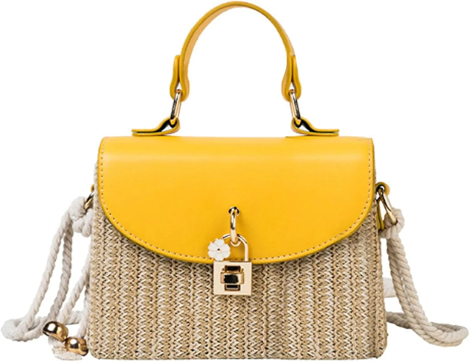 Women Mini Straw Woven Cross-body Shoulder Bag Top-handle Bag Handbag