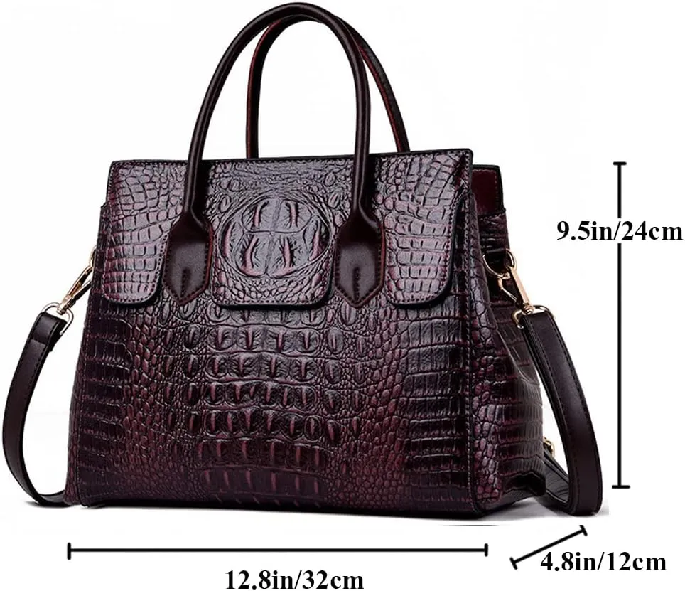 Women Satchel Handbags Top-Handle Bags fuax Leather Embossed Crocodile pattern shoulder bag