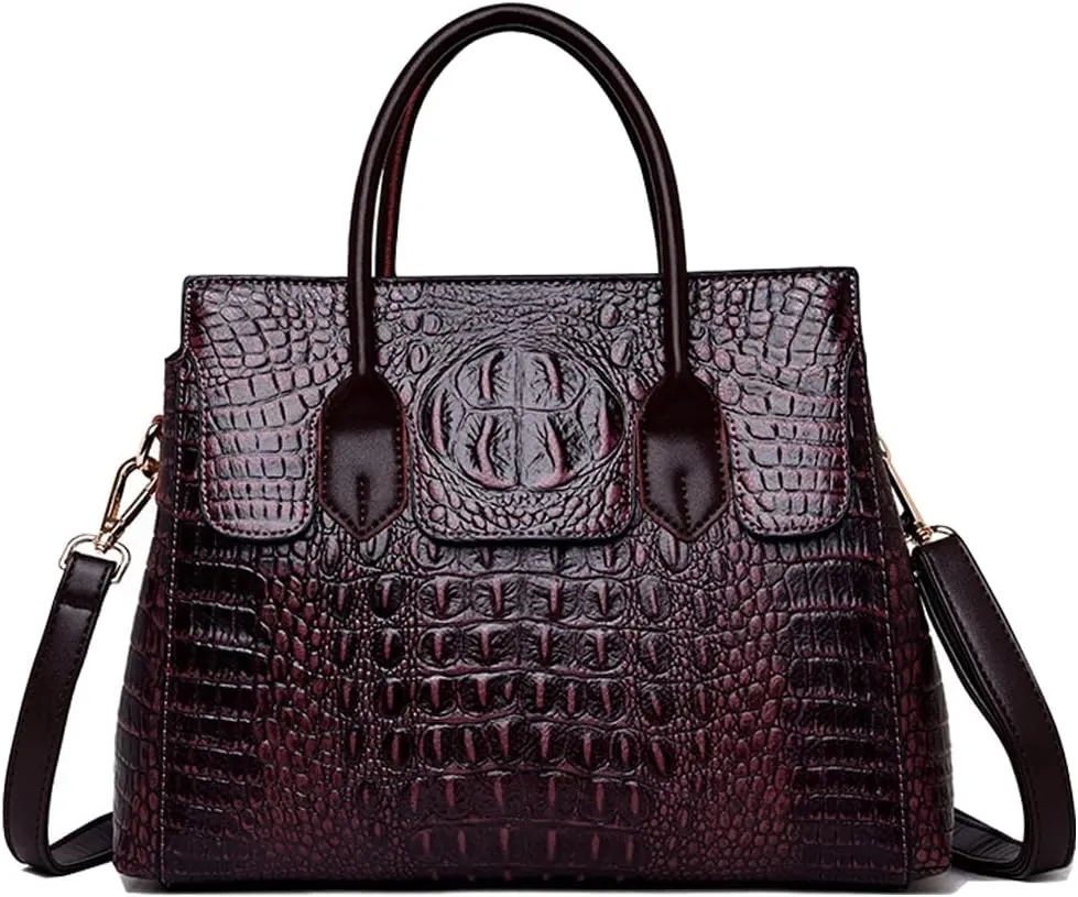 Women Satchel Handbags Top-Handle Bags fuax Leather Embossed Crocodile pattern shoulder bag