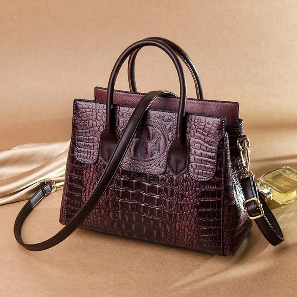 Women Satchel Handbags Top-Handle Bags fuax Leather Embossed Crocodile pattern shoulder bag