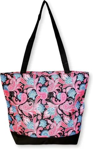 Women Teen Fashion Print Lined Top Zipper Tote Bag Handbag with Solid Top - Can be Personalized