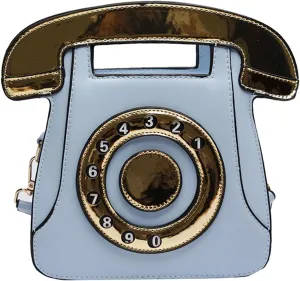 Women Telephone Shaped Handbag and Purses Retro Phone Top-Handle Shoulder Bags