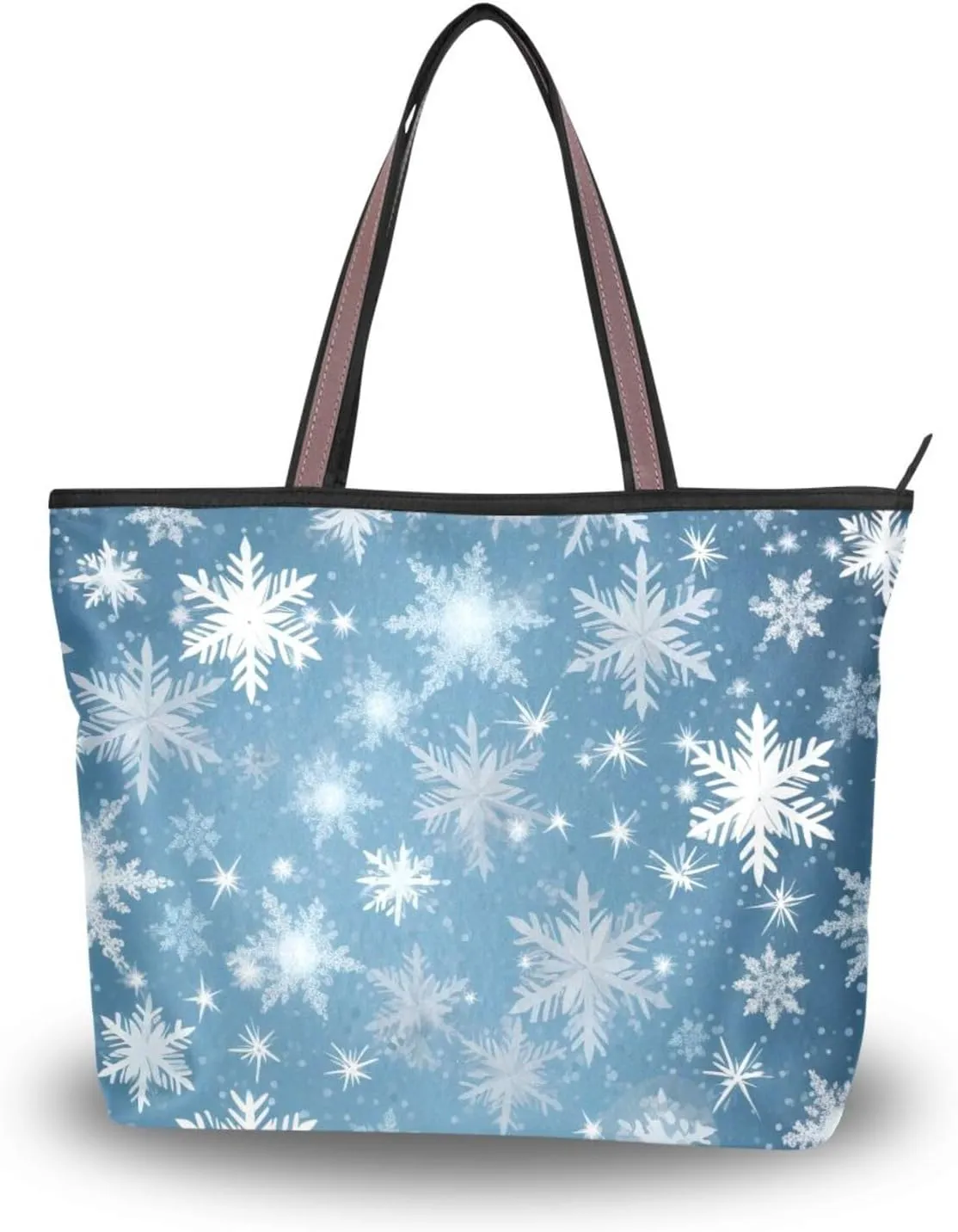 Women Tote Bags Christmas Snowflake Top Handle Satchel Handbags Shoulder Bag for Shopping 20848442