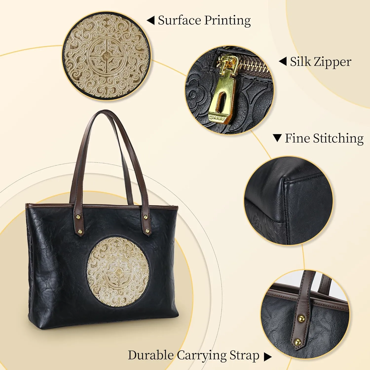 Women Tote Bags Shoulder Purse Ladies Handle Shoulder Handbags Vintage Embossed