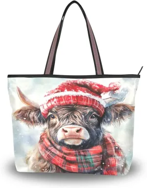 Women Tote Bags Winter Christmas Ox Cow Top Handle Satchel Handbags Shoulder Bag for Shopping L 20858800