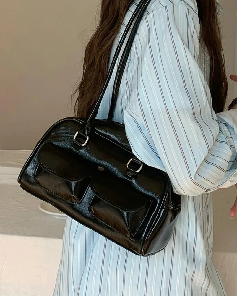 Women Y2k Shoulder Bag Vintage Hobo Bags Crossbody Purse Multi Pocket Top Handle Bags Underarm Tote Handbag 2025