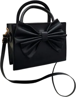 Women's Bow Knot Satchel Handbag Zipper Double Handle Elegant Small Shoulder Bags
