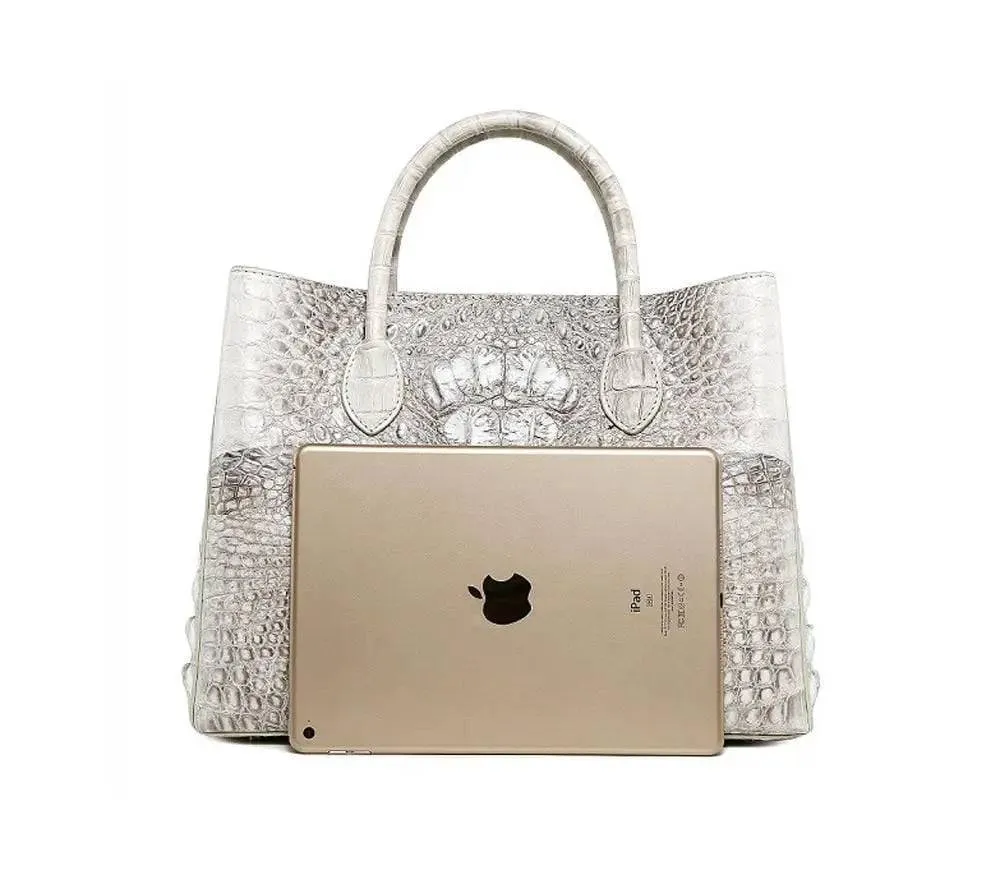 Women's Crocodile Leather Tote bags White 35 cm