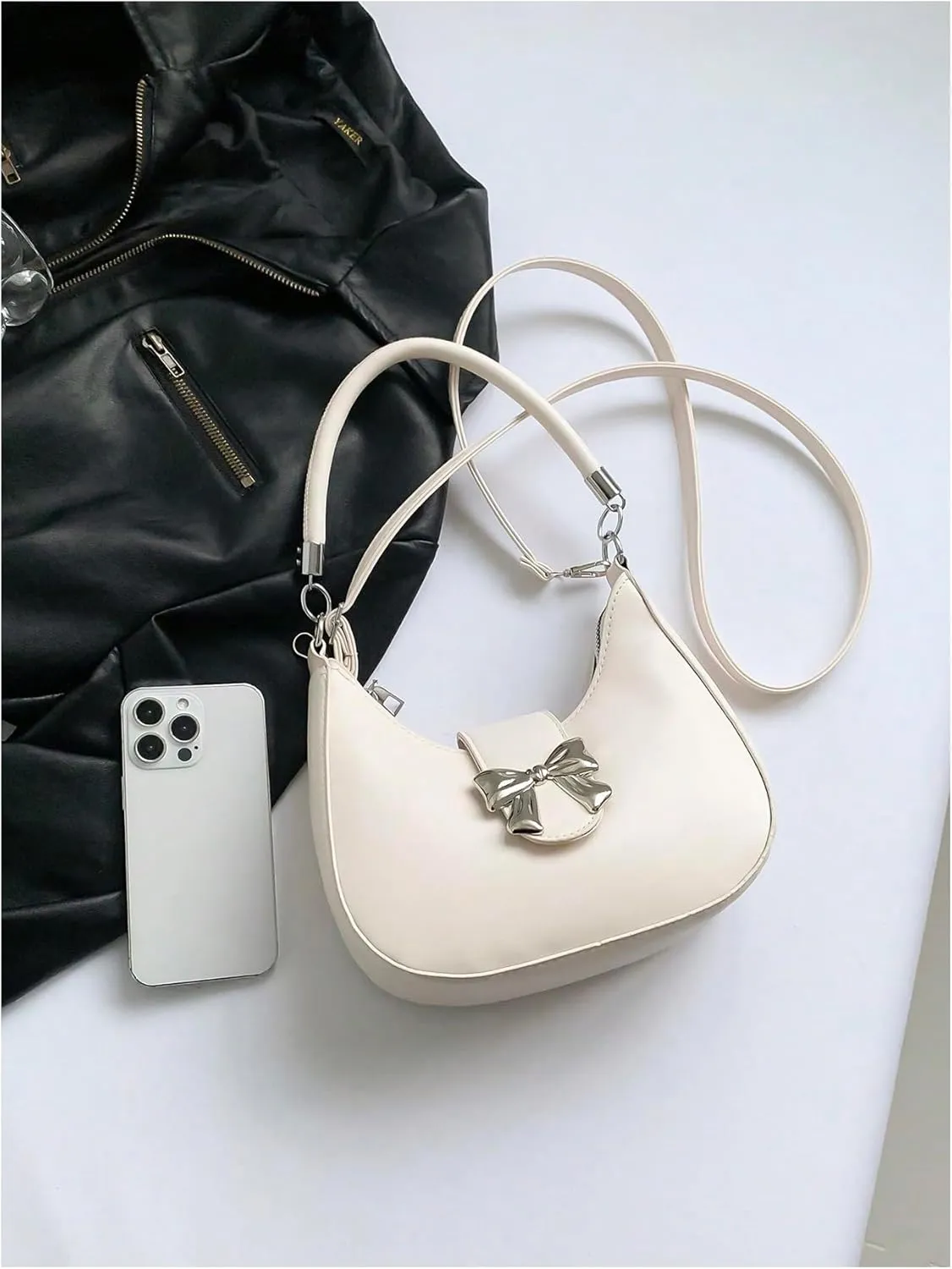 Women's Elegant Bow Knot Hobo Handbag Soft Top Handle Cross Body Shoulder Bags Purse