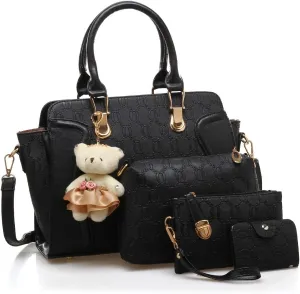 Women's Fashion Handbags Tote Bags Shoulder Bag Top Handle Satchel Purse Set 4pcs