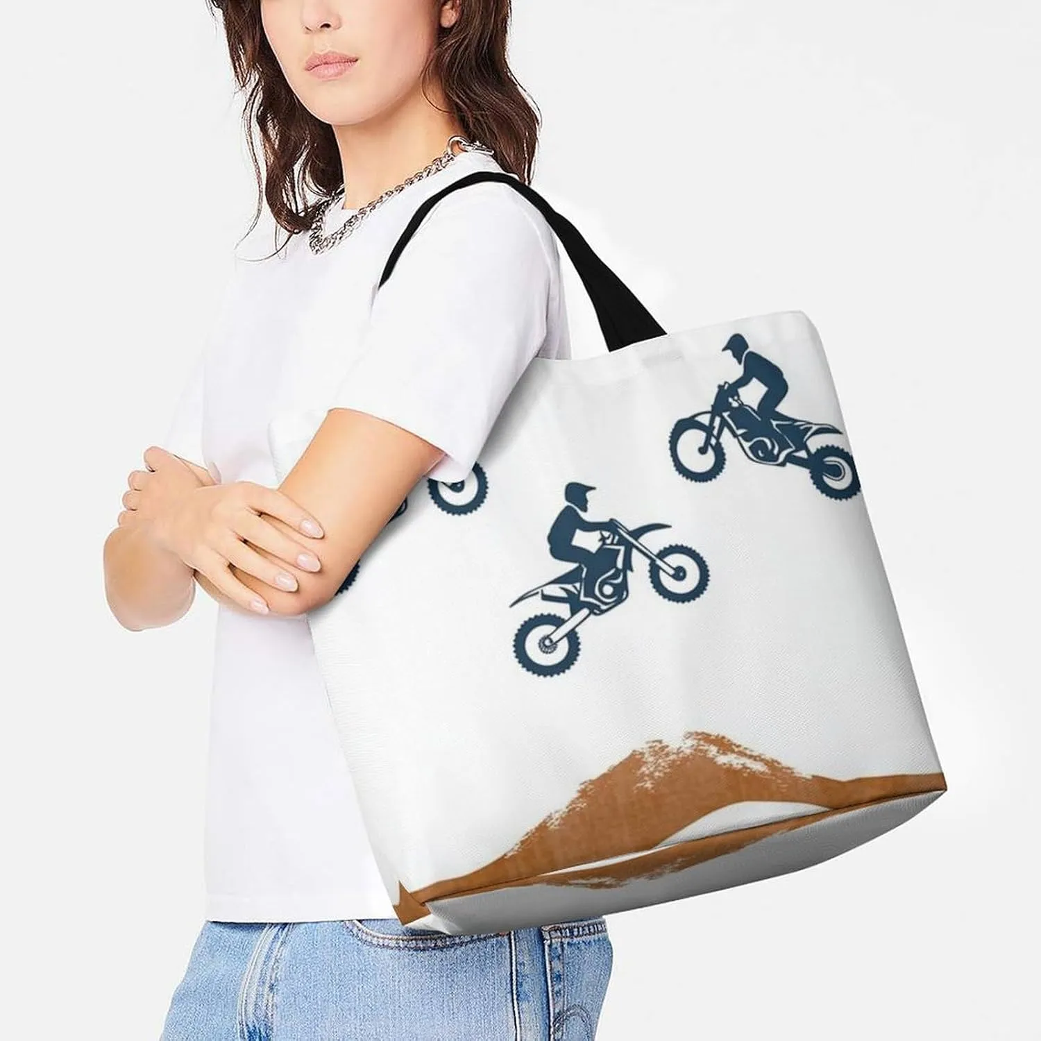 Womens Grocery Bag, Large Capacity Tote Bags Portable Reusable Shopping Shoulder Bag