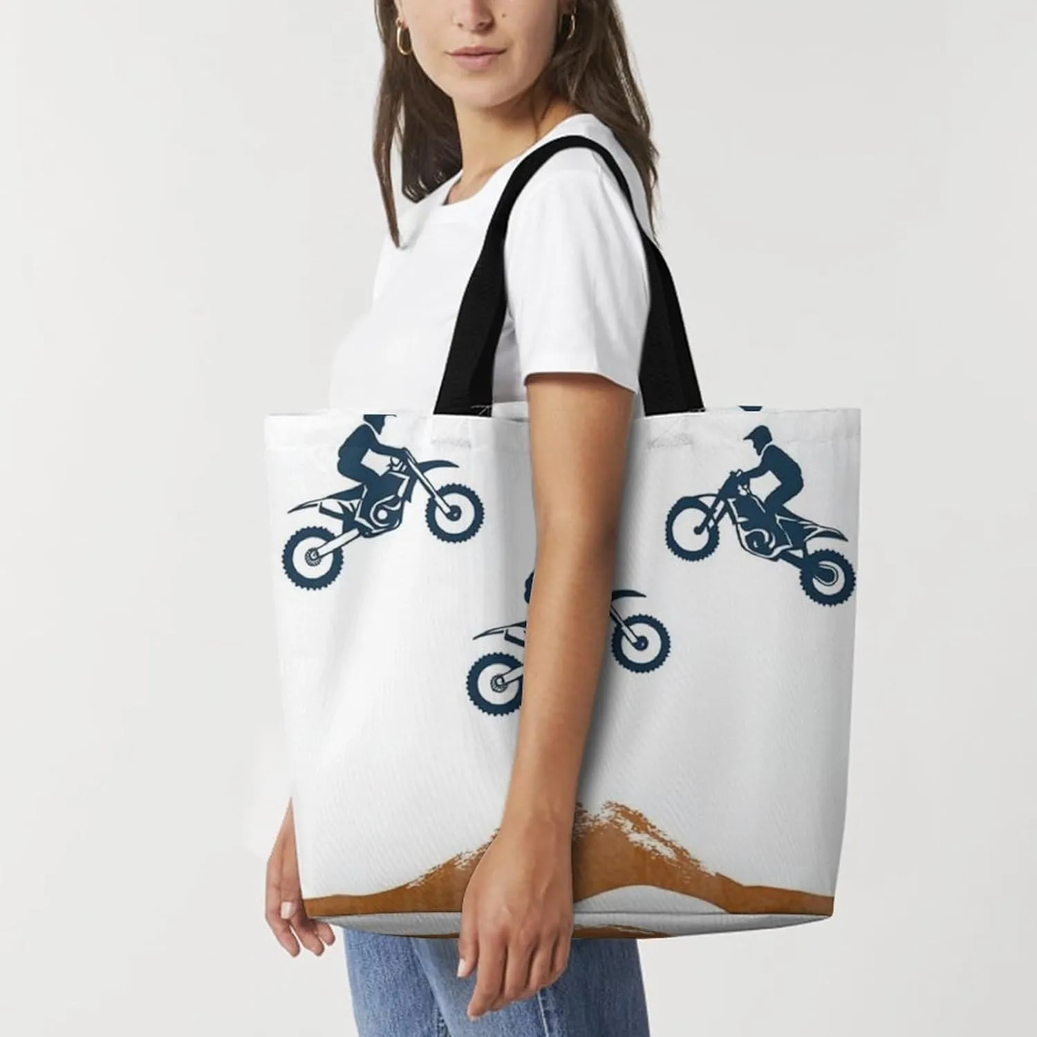 Womens Grocery Bag, Large Capacity Tote Bags Portable Reusable Shopping Shoulder Bag