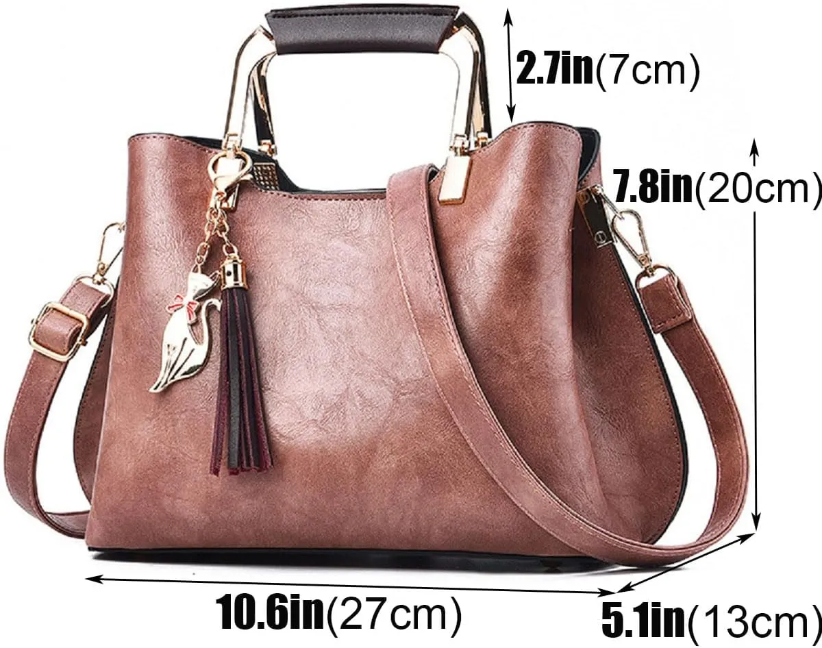 Womens Handbags and Purses Fashion Top Handle Satchel Tote PU Leather Shoulder Bags