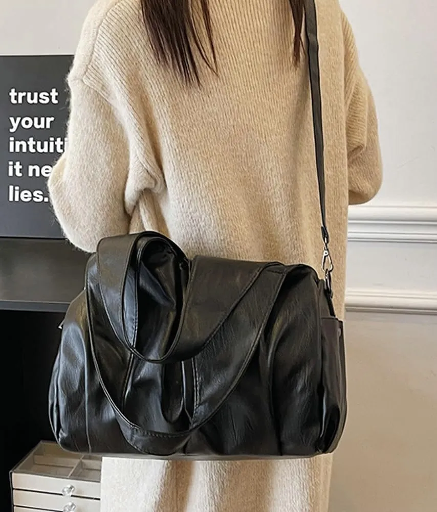 Womens Large Tote Bag Retro Soft PU Leather Handbags Fashion Shoulder Crossbody Bags Top Handle Purse Work Satchel