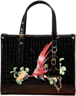 Women's Leather Bags and Handbags Crocodile Vintage Embossed Top Handle Crossbody with Shoulder Strap