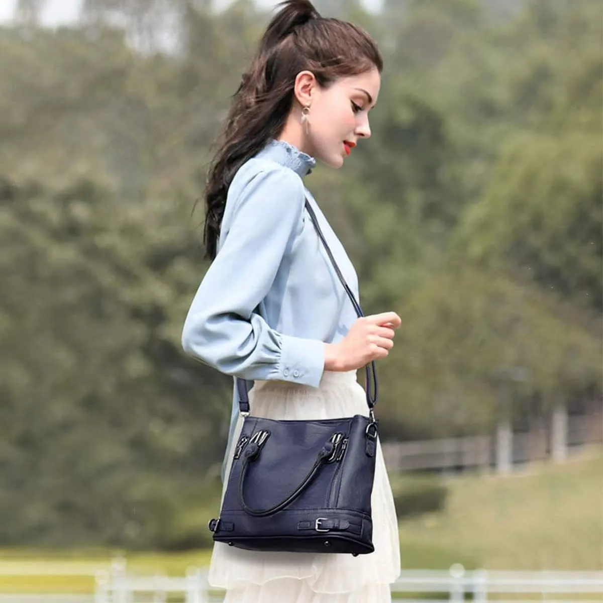 Women’s Leather Shoulder Handbags Crossbody Bags Hobo Totes Top-Handle Bag Satchel and Purse for Ladies