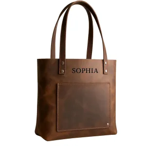 Women's Leather Tote Bag, Personalized Shoulder Bag, Handmade Leather Tote for Everyday Use, Student Laptop Bag, Perfect Gift for Her
