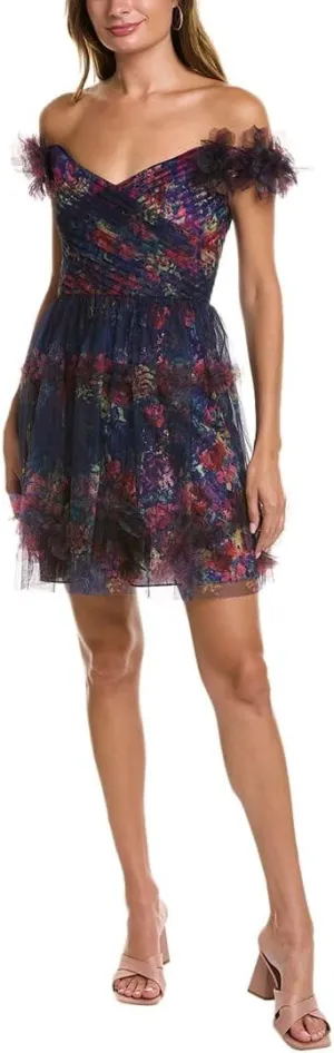 Womens Printed Dress, 0, Navy