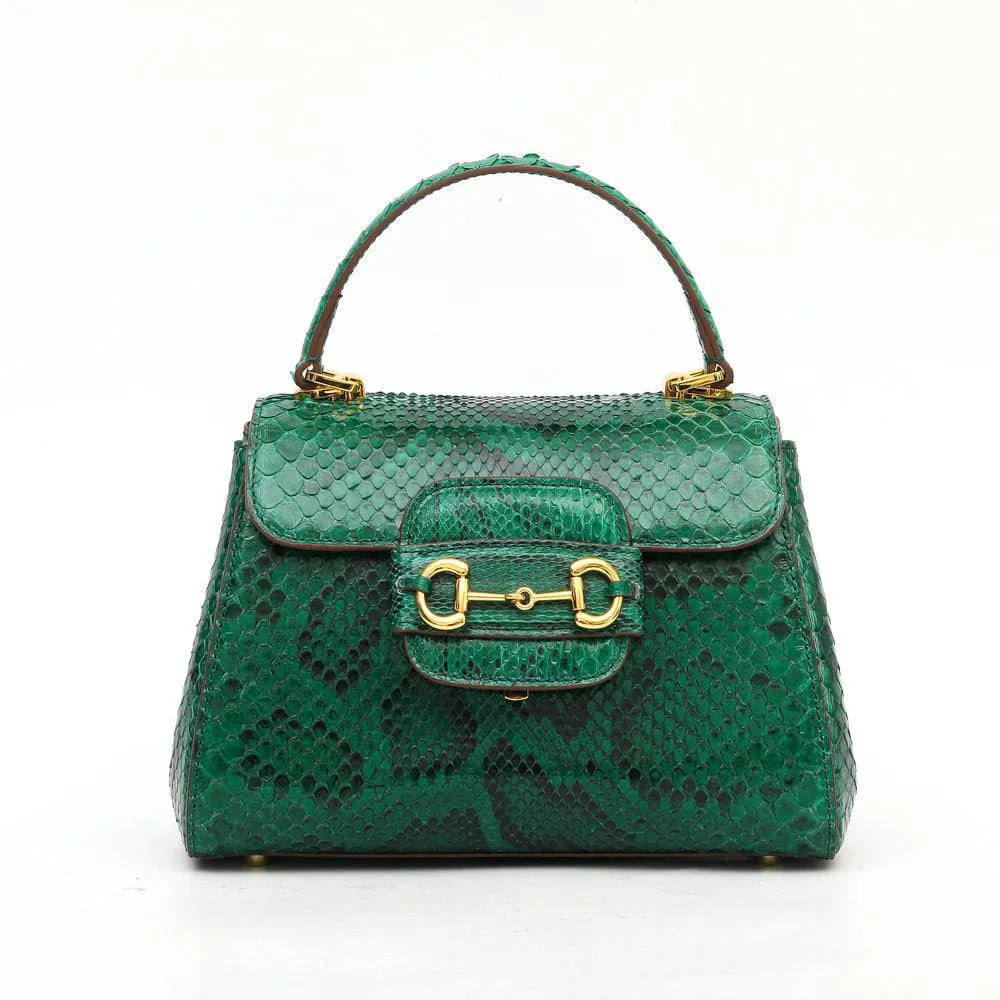 Womens Python Leather Mini Top Handle Cross Body Bag