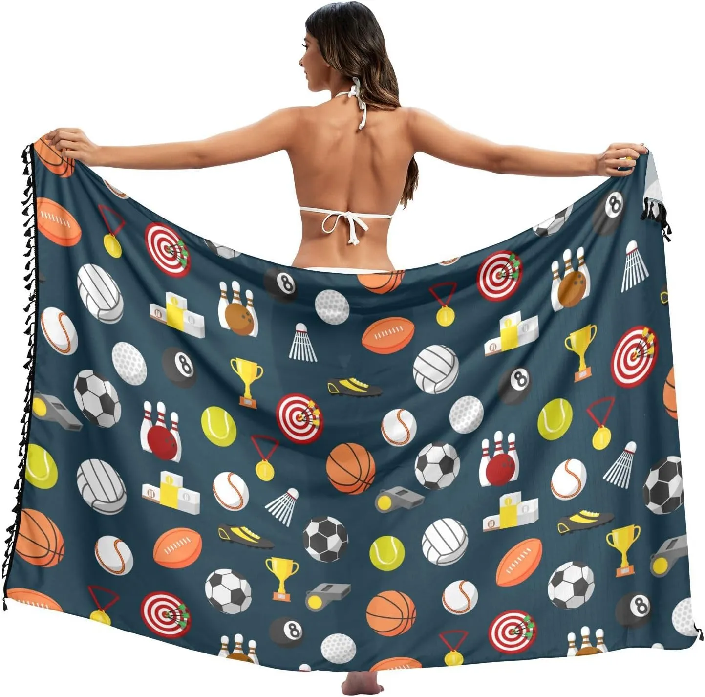 Womens Sarong Beach Wraps Swimsuit Bikini Cover up Wrap Skirt with Tassels