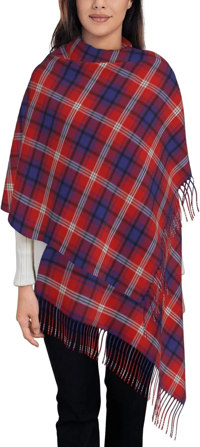 Women's Scarf Shawl, Soft Faux Cashmere Tassel Scarf, Winter Warm Plaid Scarf Gift