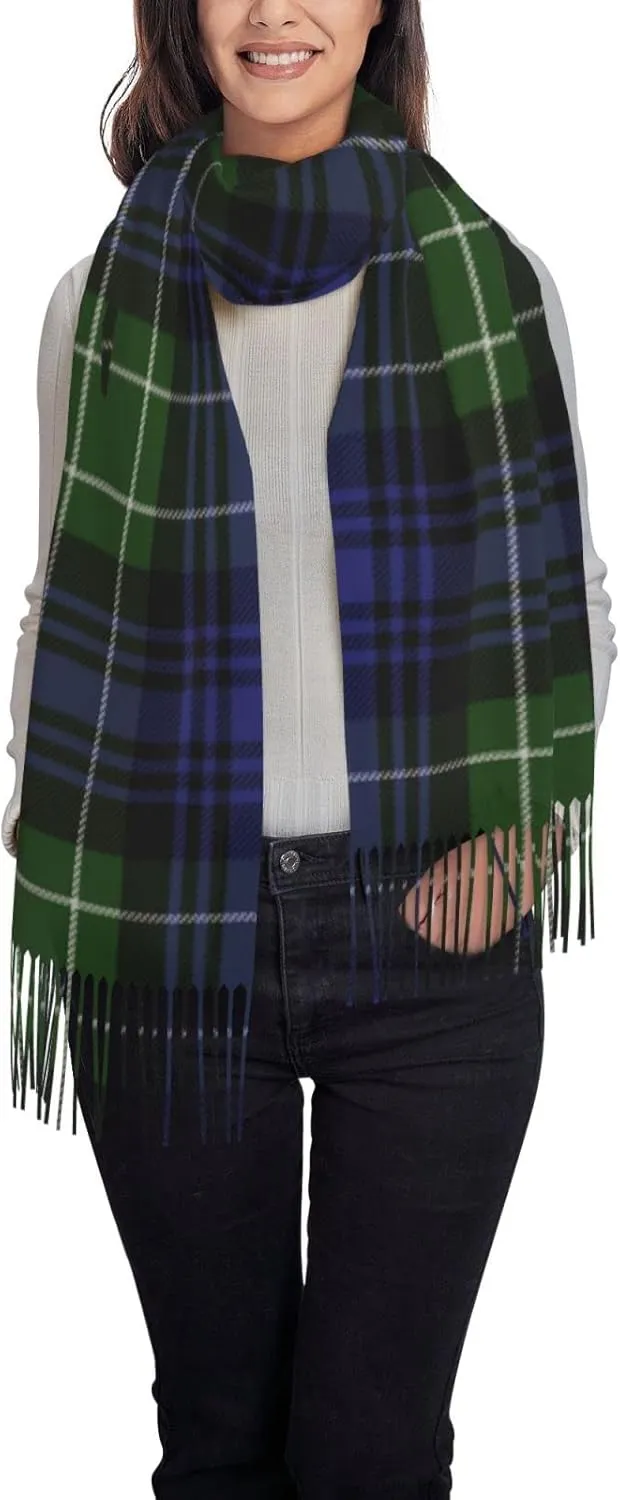 Women's Scarf Shawl, Soft Faux Cashmere Tassel Scarf, Winter Warm Plaid Scarf Gift