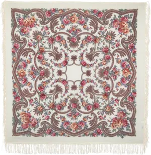 Women's scarves Pavlovo Posad scarf 100% Pure Wool Shawl Natural Merino Russian Wrap 1551