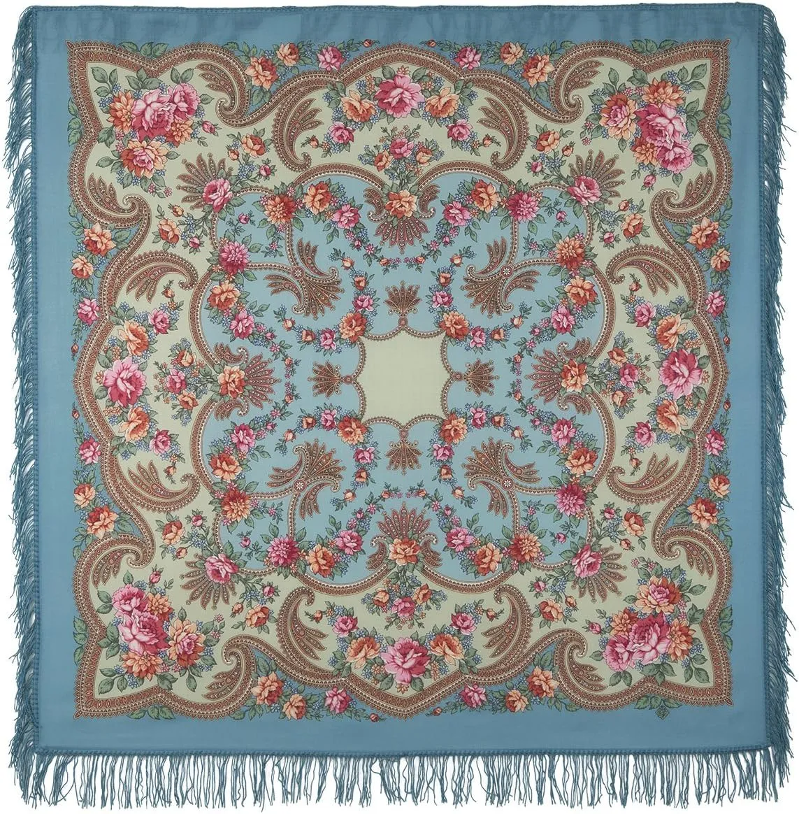 Women's scarves Pavlovo Posad scarf 100% Pure Wool Shawl Natural Merino Russian Wrap 1551