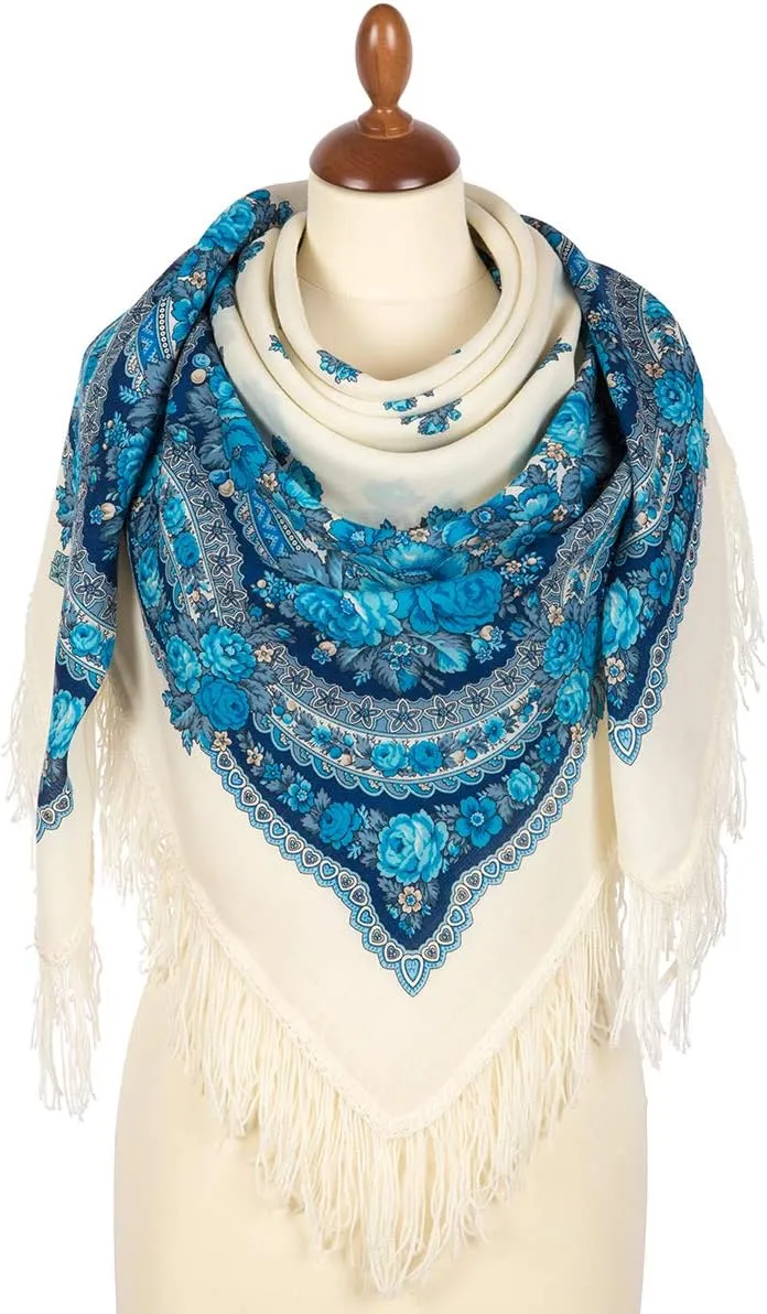 Women's scarves Pavlovo Posad scarf 100% Pure Wool Shawl Natural Merino Russian Wrap 1901