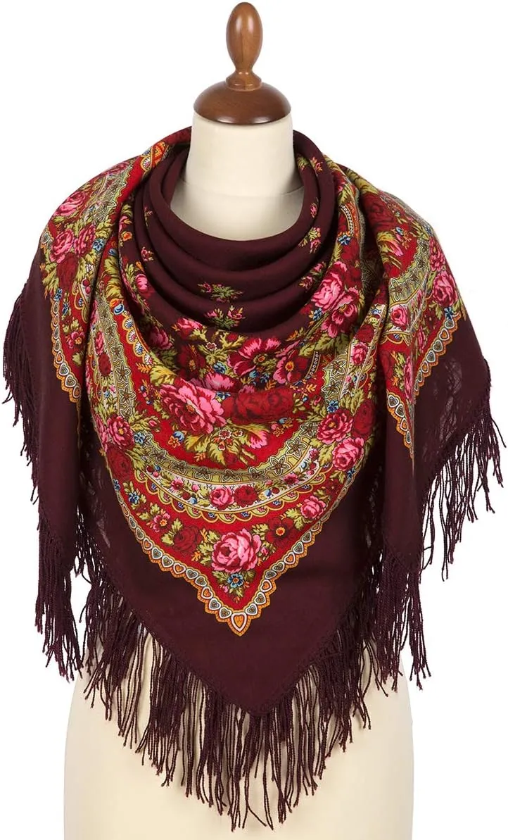 Women's scarves Pavlovo Posad scarf 100% Pure Wool Shawl Natural Merino Russian Wrap 1901