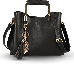 Women's Top-Handle Handbag - Crossbody Bags, Small Vegan Leather Purse, Black, Gifts for Women