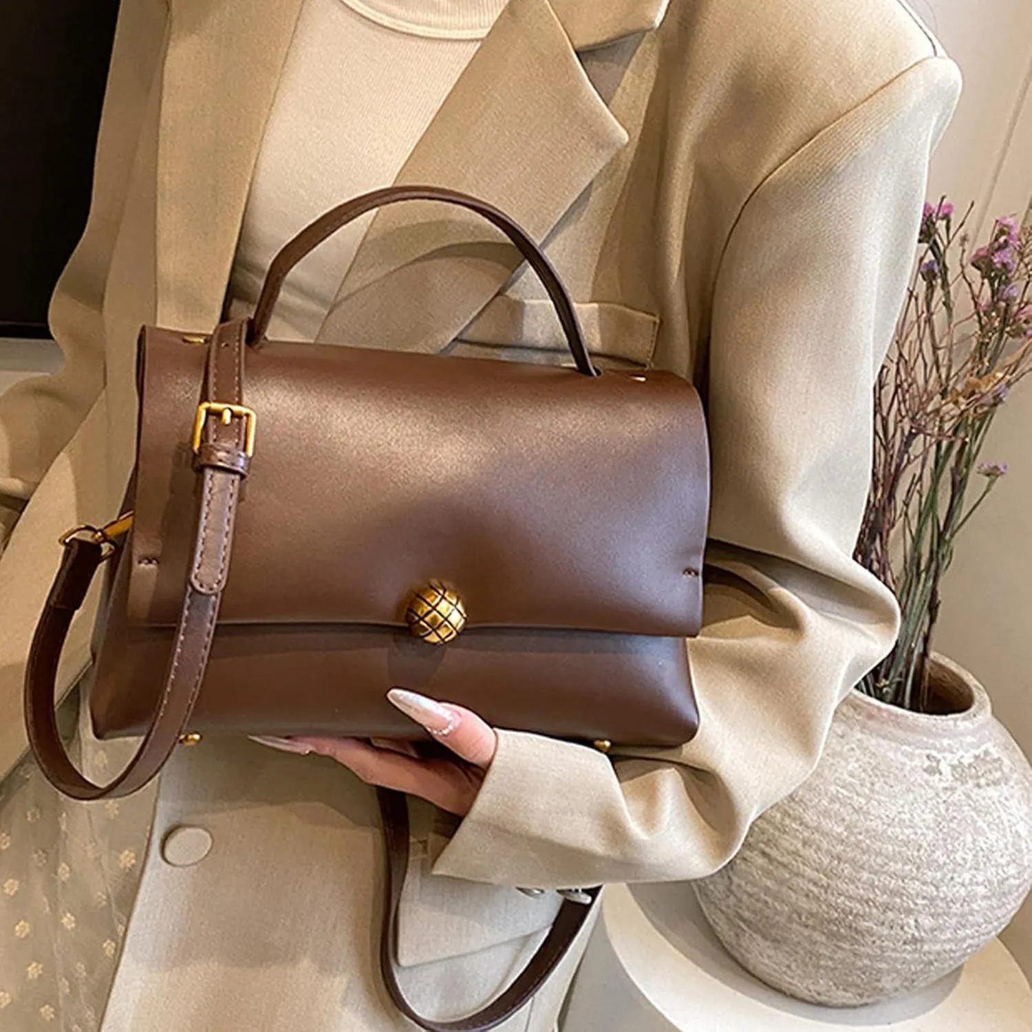 Women's Top Handle Purse Vintage Ladies Crossbody Purses Top Handle Handbags Satchel Bags for Women