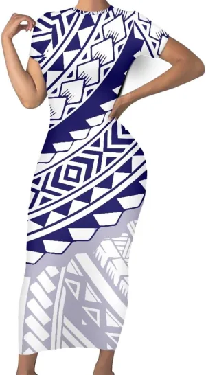 Women's Van Gogh Starry Night 3D Printed Crewneck Short Sleeve Bodycon Long Dress