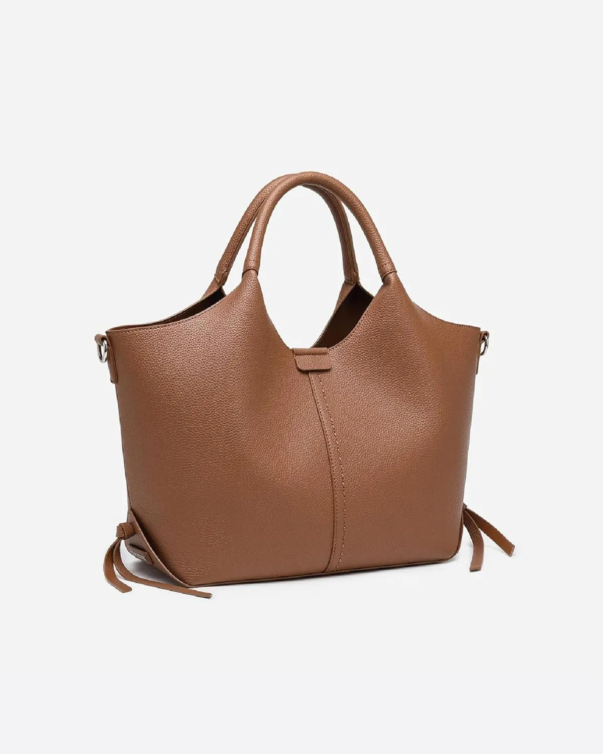 Women's Vegan Leather Tote Bag Fashionable Buckle Design Solid Color 2 PCS Set Top-Handle Bag