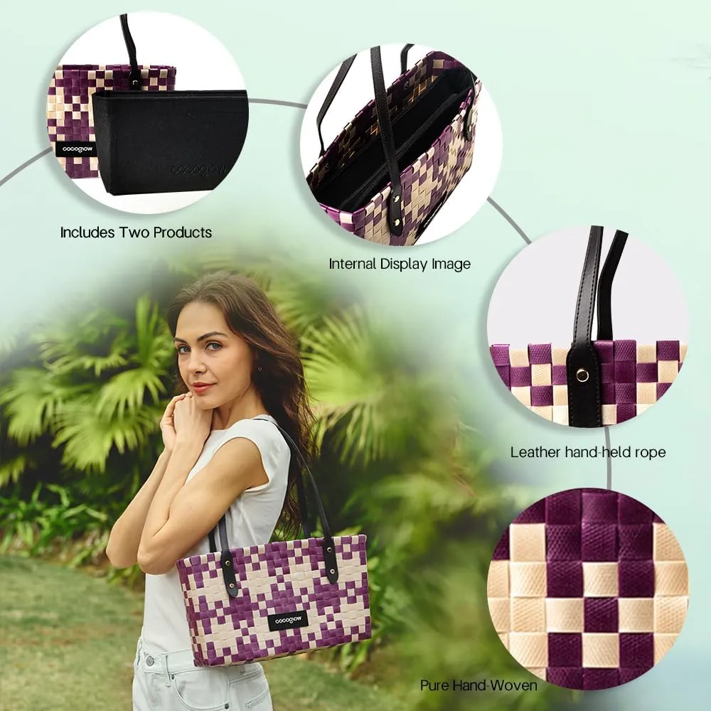Women's Woven Bag，PP eco-Friendly Bag,Trendy Travel Bag，Handbag，Top-Handle，Shoulder Bags