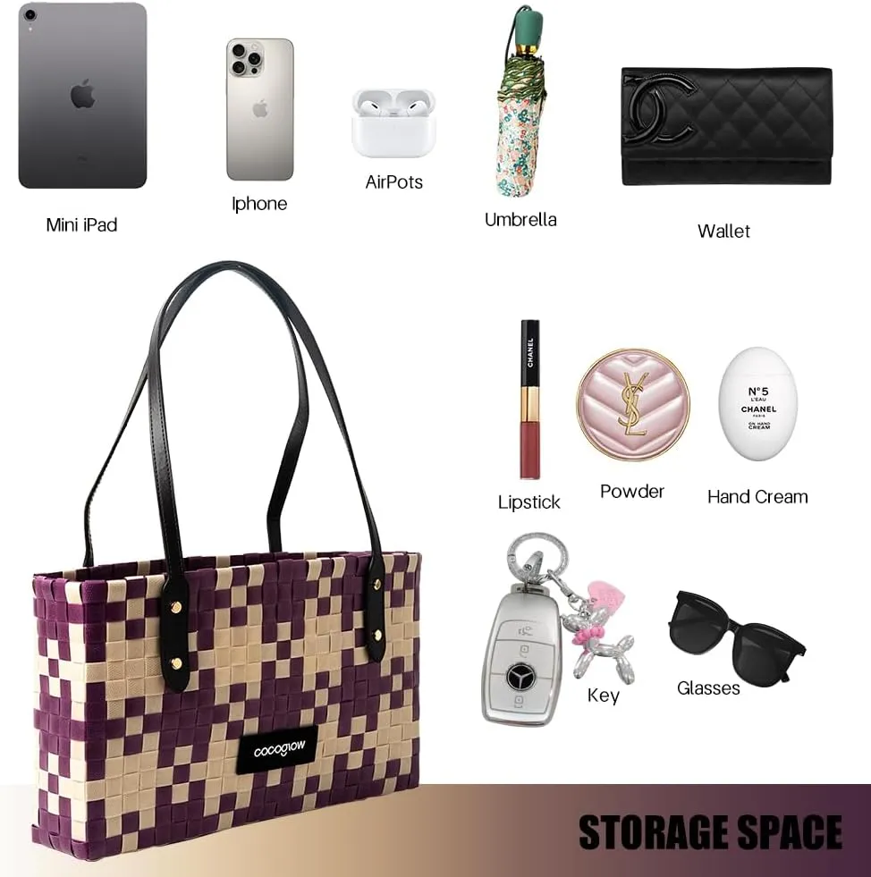 Women's Woven Bag，PP eco-Friendly Bag,Trendy Travel Bag，Handbag，Top-Handle，Shoulder Bags