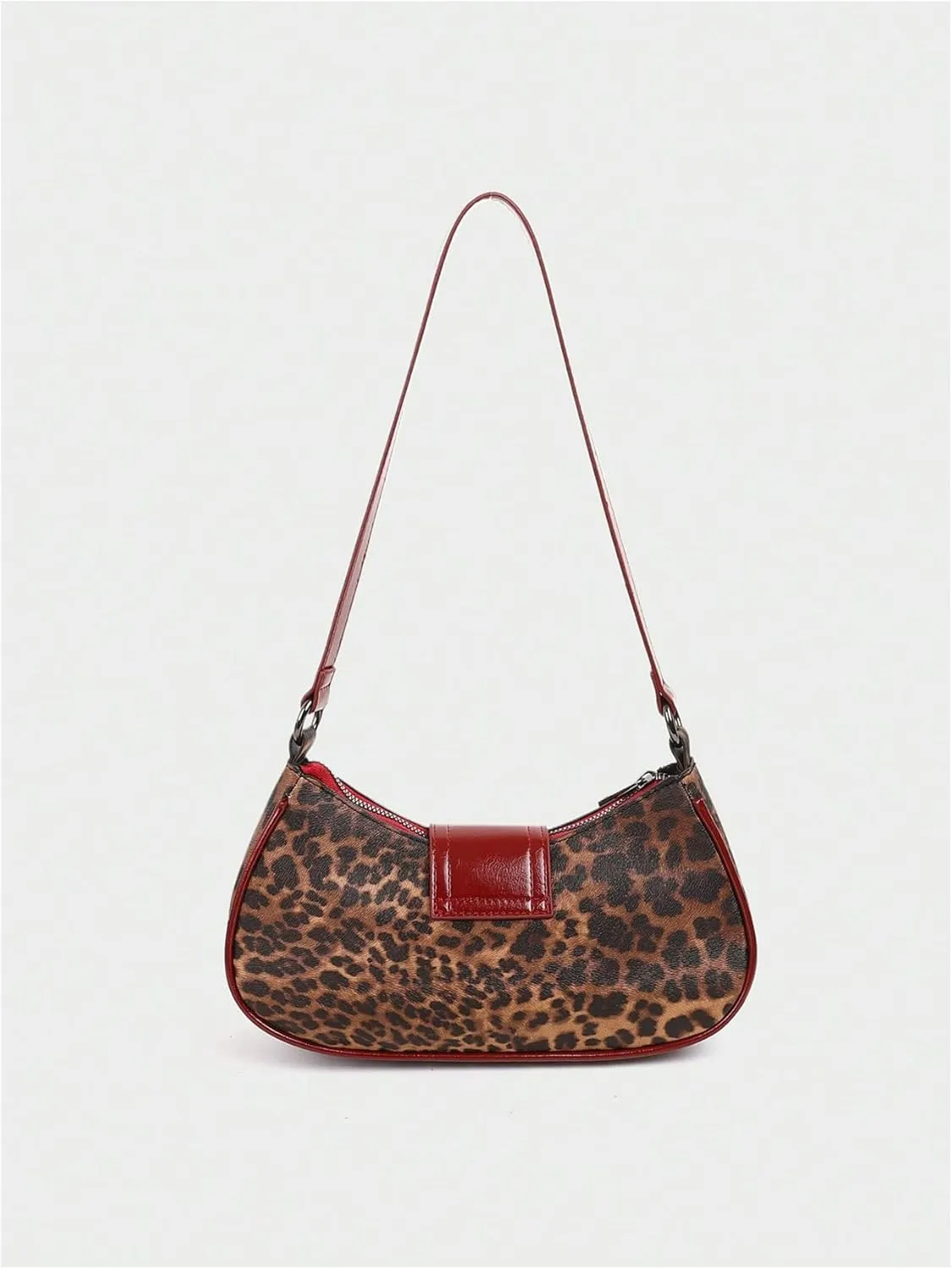 Women's Y2K Leopard Heart Hollow Shoulder Handbag Top Handle Zipper Buckle Underarm Bags Mini Purse