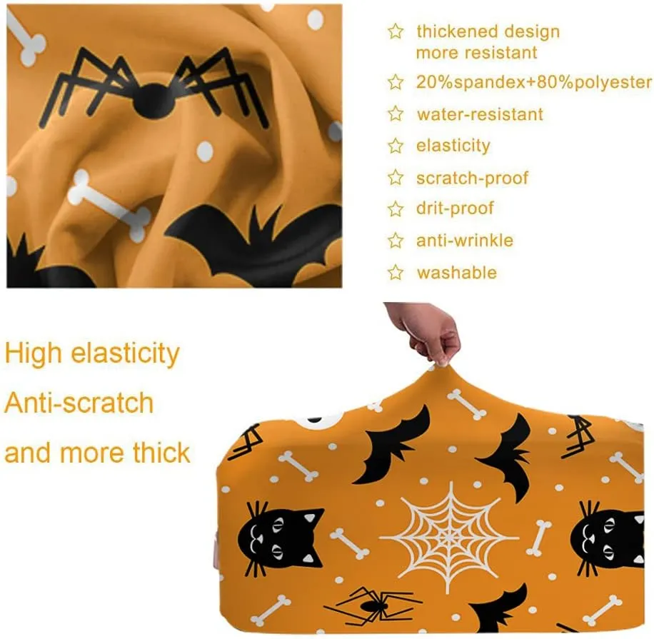 Wondertify Black Bat Suitcase Cover Skull Spider Cat Halloween White Webs Bone Travel Elastic Protective Washable Suitcase Protector Fits 25 To 28 Inch Orange