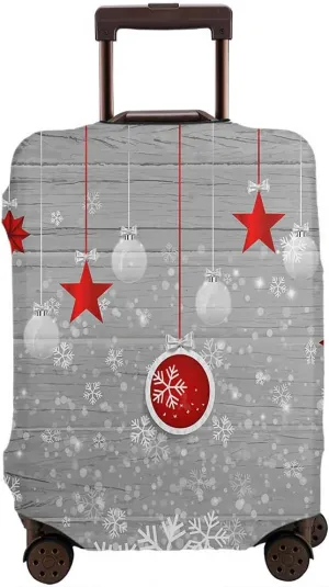 Wondertify Christmas Decorations Travel Suitcase Protector Wood Falling Snowflake Elastic Washable Luggage Cover With Concealed Zipper Fits 29-32 Inch